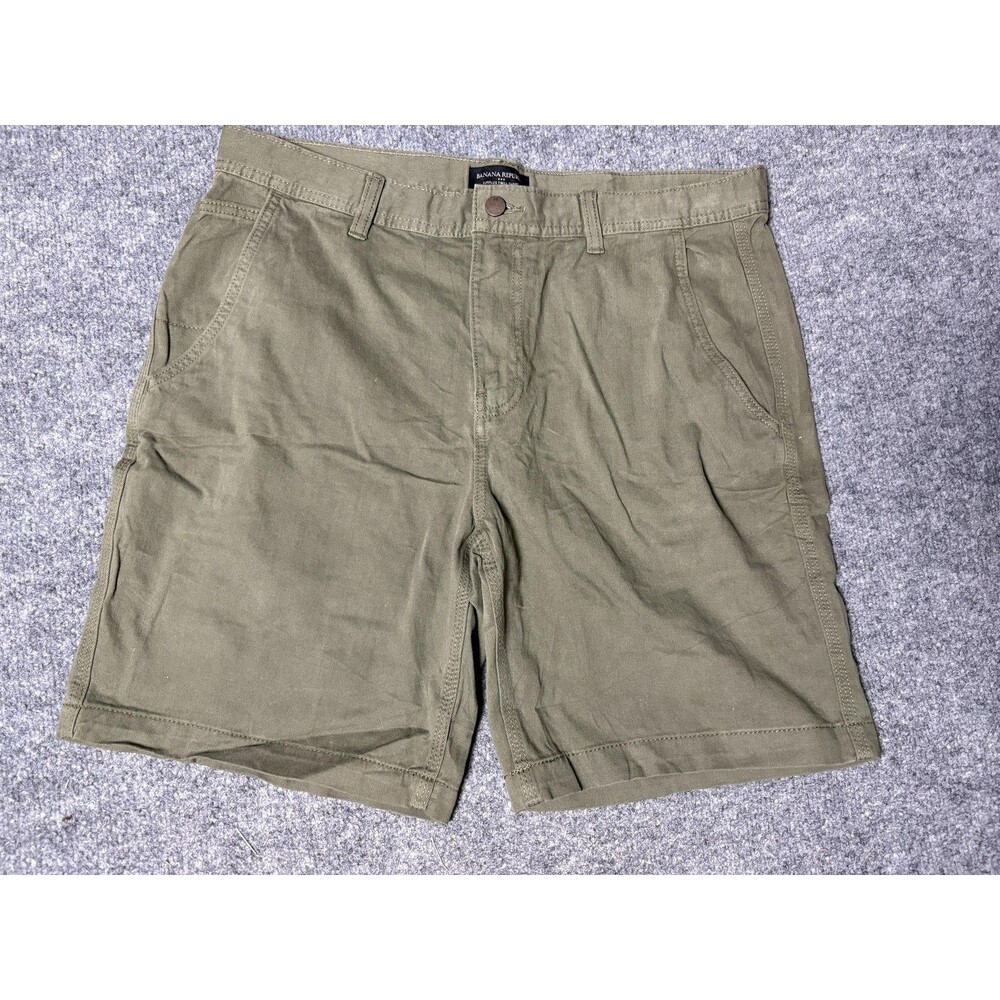 Banana Republic Chino Shorts Mens 35 Green Surplus Twill 9" Inseam Casual Summer